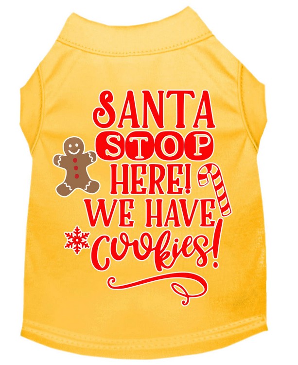 Santa, We Have Cookies Screen Print Dog Shirt Yellow XXL